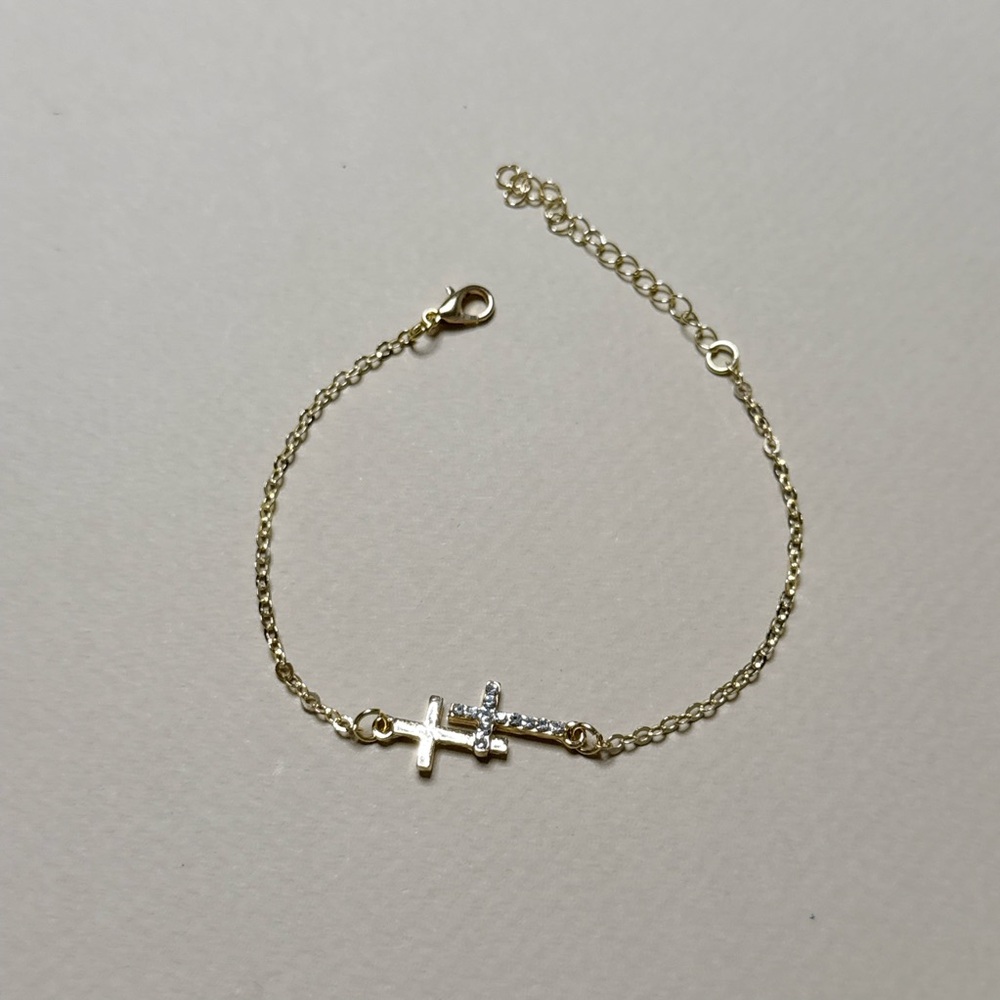 Diamond Cross Bracelet N1705 - Picture 3 of 5